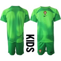 Koszulka piłkarska Portugalia Bramkarska Strój Domowy dla dzieci MŚ 2022 tanio Krótki Rękaw (+ Krótkie spodenki)